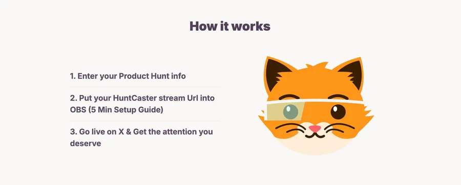 HuntCaster landing page