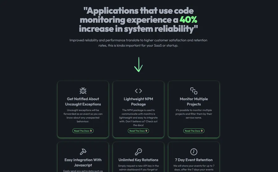 Monitro landing page