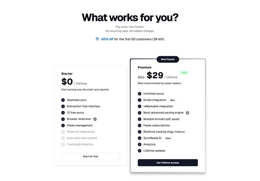 SyncReads landing page