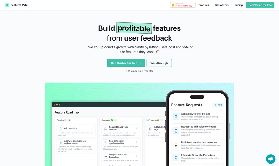 Features.Vote landing page