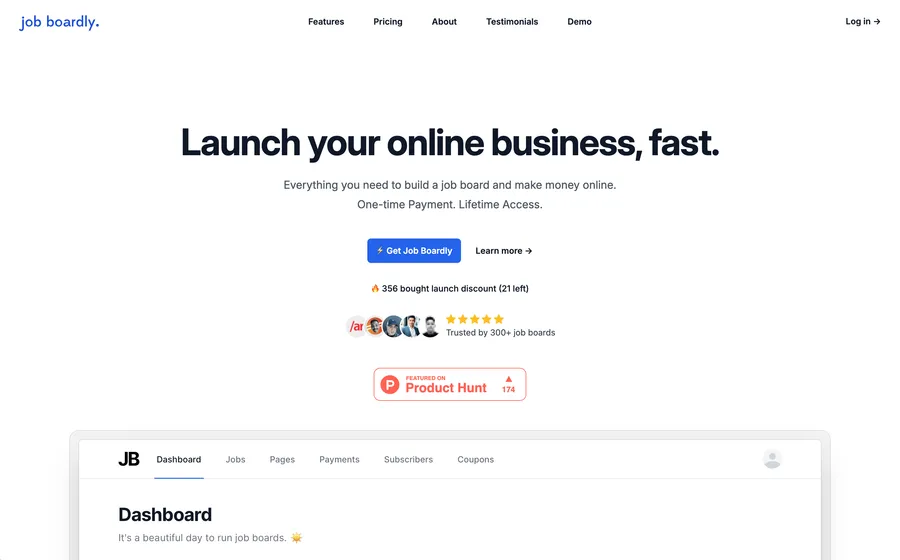 Job Boardly landing page