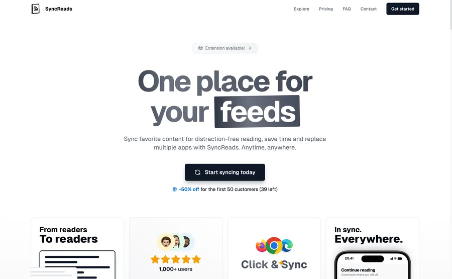 SyncReads landing page